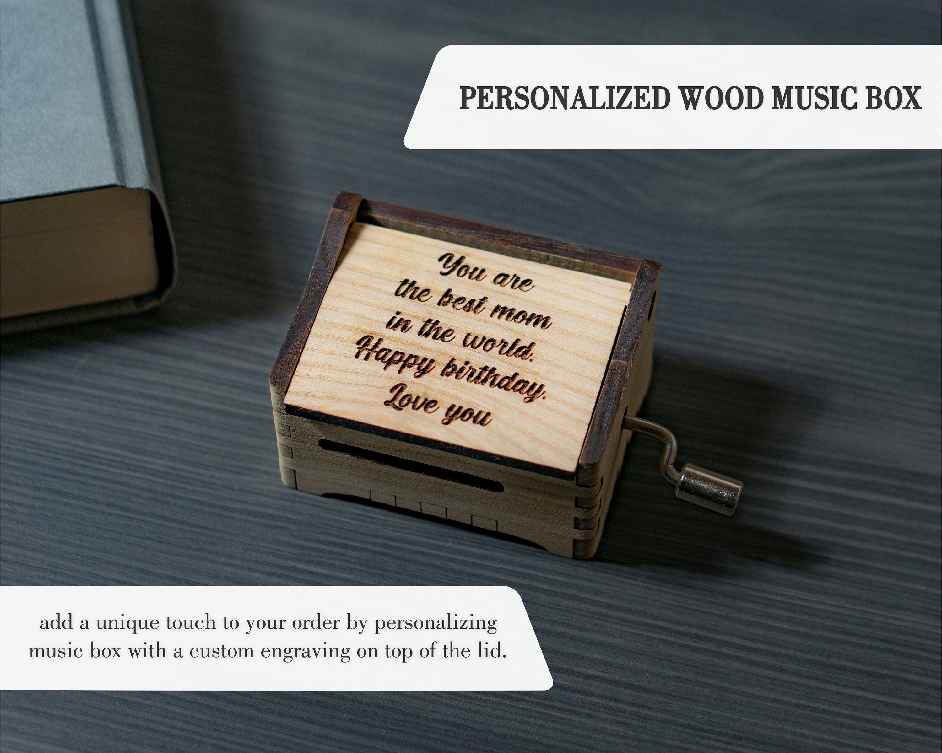 Strange Love Personalized Hand Crank Wood Music Box With 