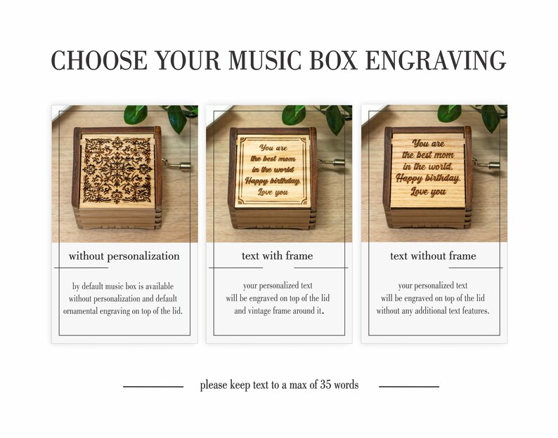 Hey Jude Personalized Hand Crank Wood Music Box With Custom Engraving image 3