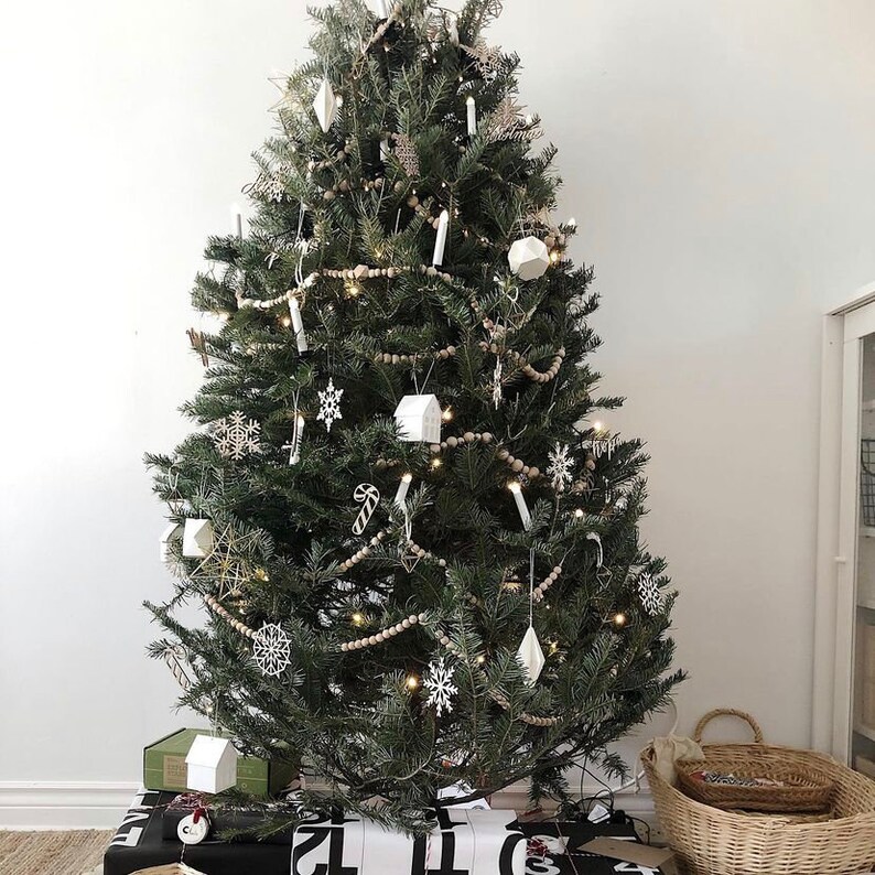 Set of 15x Christmas Wooden Snowflake Ornaments / Laser Cut Wood Decor / Christmas Gift image 4