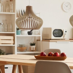 BELLAR Moderne Scandinavische stijl plafondmontage houten hanglamp lampenkap met E26/27 voet afbeelding 6