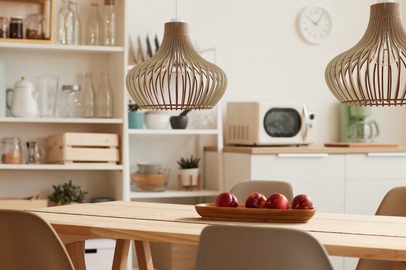 BELLAR Moderne Scandinavische stijl plafondmontage houten hanglamp lampenkap met E26/27 voet afbeelding 6