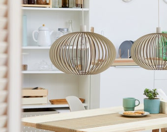 ACAADIO | Stylish Wood Ceiling Lamp - Natural, Black, Brown Options, Various Sizes & Eco-Friendly