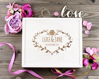 Personalized Wood Wedding Box, Wedding Gift, Wedding Favour, Guestbook Alternative, Card Box, Keepsake, Jewellry Box, Anniversary Gift