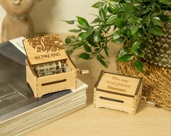 In Dreams - Personalized Hand Crank Wood Music Box With Custom Engraving