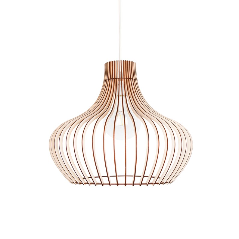 Kwud Modern Scandinavian Style Ceiling Mount Wood Pendant Lighting Lamp Shade With E26 27 Base