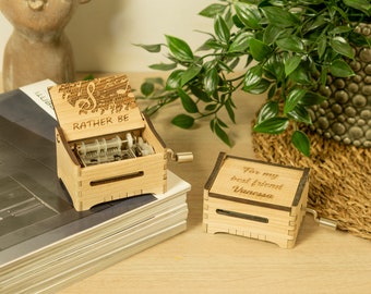 Rather Be - Personalized Hand Crank Wood Music Box With Custom Engraving