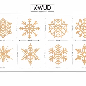 Ensemble de 8x Snowflake Ornement en bois de Noël / Laser Cut Bois Décor / Cadeau de Noël image 2