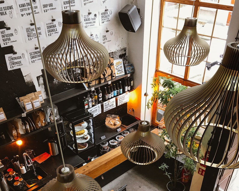 BELLAR Moderne Scandinavische stijl plafondmontage houten hanglamp lampenkap met E26/27 voet afbeelding 10