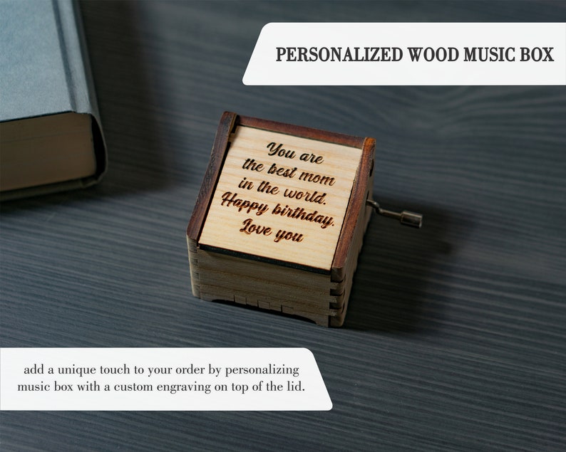 What a Wonderful World Louis Armstrong Personalized Hand Crank Wood Music Box With Custom Engraving image 2