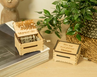Married Life - Personalized Hand Crank Wood Music Box With Custom Engraving