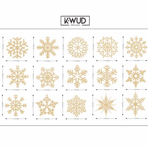 Set of 15x Christmas Wooden Snowflake Ornaments / Laser Cut Wood Decor / Christmas Gift image 2