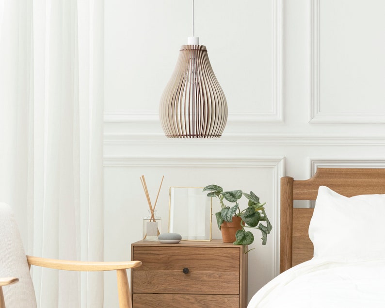 VEESTA Eco-Friendly Wood Lamp Shade Available in Natural, Black, or Brown, Different Sizes image 2