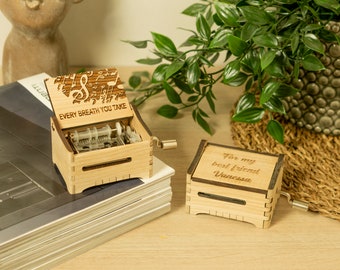 Every Breath You Take - Personalized Hand Crank Wood Music Box With Custom Engraving