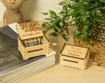 Strange Love - Personalized Hand Crank Wood Music Box With Custom Engraving
