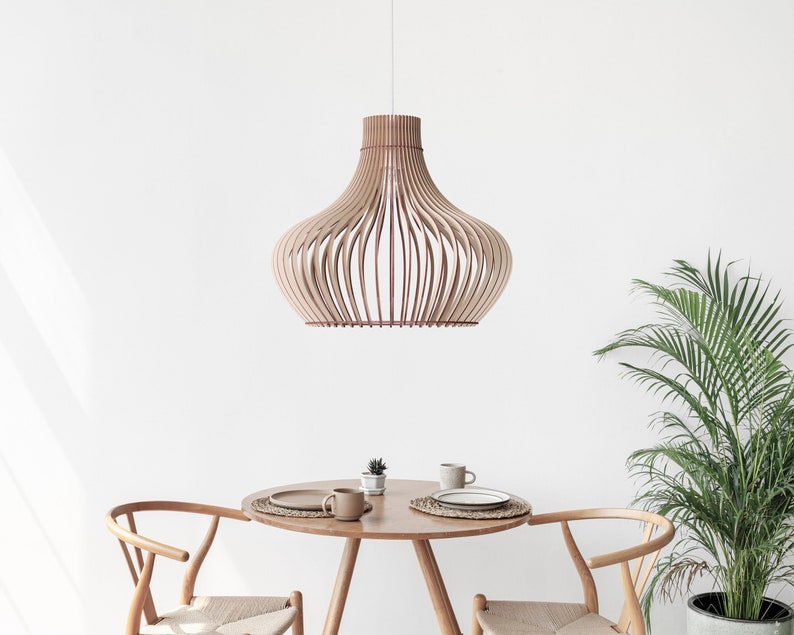 BELLAR Suspension en bois de style scandinave moderne avec culot E26/27 image 1