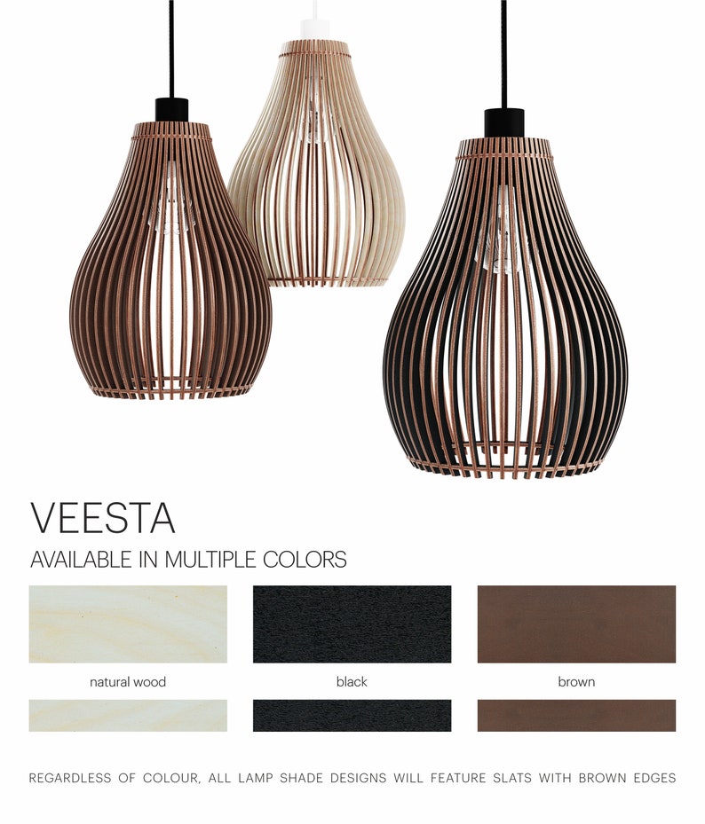 VEESTA Illuminate Your Space Sustainably with Eco-Friendly Wooden Lamp Shades in Natural, Black, or Brown Finishes image 6