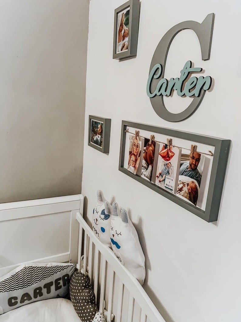 Wooden Letters Baby Nursery Wall Hanging Letters in Script Etsy