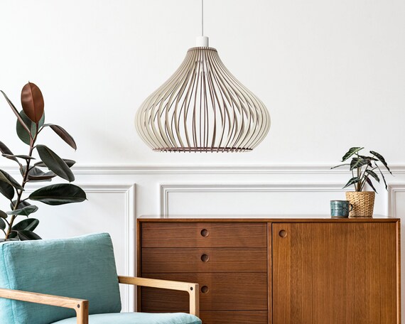TROONIC Wood Lamp Wooden Lamp Shade Hanging Lamp Pendant