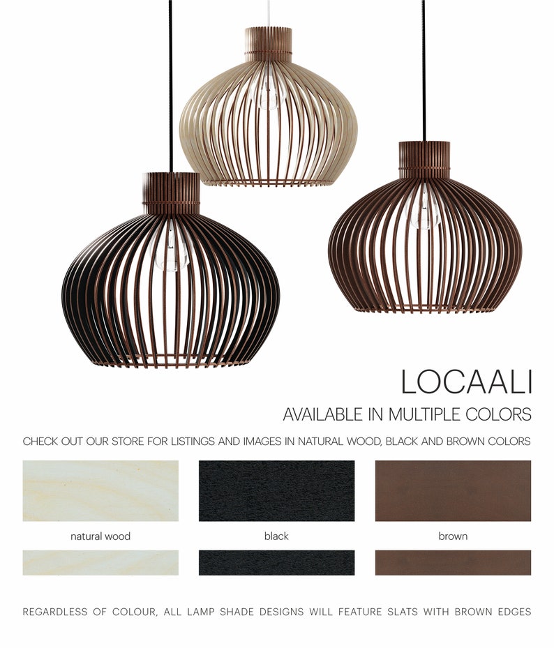 LOCAALI Modern Scandinavian Style Ceiling Mount Wood Pendant Lighting Lamp Shade with E26/27 Base image 5