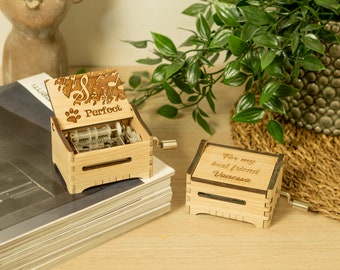 Perfect - Personalized Hand Crank Wood Music Box With Custom Engraving