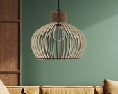 LOCAALI Modern Scandinavian Style Ceiling Mount Wood Pendant Lighting Lamp Shade with E26/27 Base