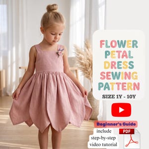 Girls Flower Petal Dress Sewing Pattern | Kids Sizes 1-10 Years (Digital Download)  With Step-by-Step Sewing Video Tutorial