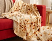 Funny Pizza Blanket, Tortilla Throw Blanket, Burrito Blanket, Round Flannel Blanket, Food Throw, Novelty Gift, Cozy Sofa Blanket