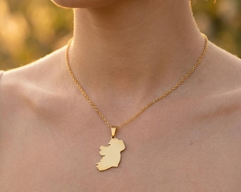 Collar con mapa de Irlanda, colgante Éirinn de acero inoxidable, collar con el contorno del país irlandés, regalo de herencia celta para mujeres y hombres.