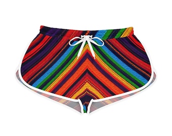 Regenbogen Serape Gestreifte Shorts | Damen Entspannte Shorts