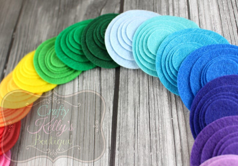 50 FELT CIRCLES-Best Seller, Mix & Match, CHOOSE Size and Color, Die Cut Felt Circles, Rainbow Felt Circles, Eco Fi Felt, Not Wool image 4