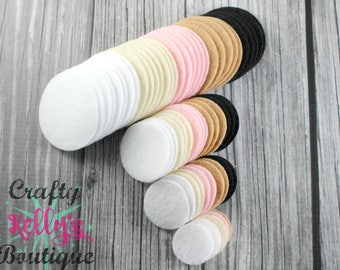 50 FELT CIRCLES, Neutral & Pink Mix, Mixed Sizes, Die Cut Felt Circles, Eco Felt Circles, Best Selling Boutique Supply, Non Wool