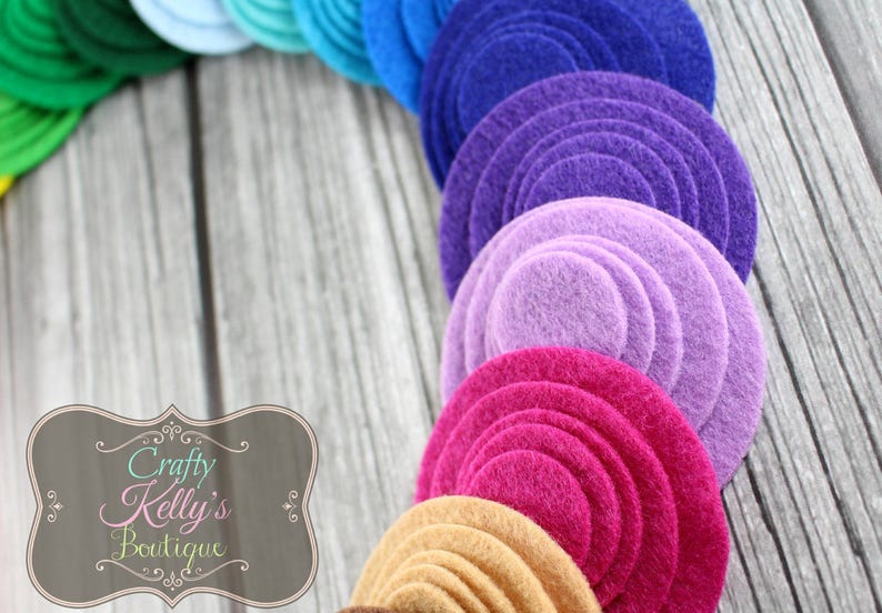 50 FELT CIRCLES-Best Seller, Mix & Match, CHOOSE Size and Color, Die Cut Felt Circles, Rainbow Felt Circles, Eco Fi Felt, Not Wool image 5