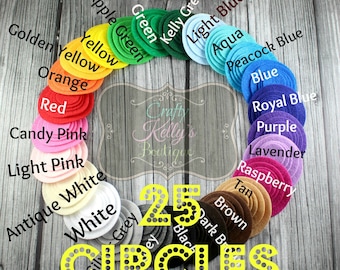 25 FELT CIRCLES, Mix & Match, CHOOSE Size and Color, Die Cut Felt Circles, Rainbow Felt Circles, Eco Fi Felt, Not Wool