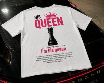 His Queen chess queen graphic T-shirt | I'm His Queen back print