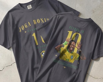 Neymar Jr Brazil Football Tee, Joga Bonito Action Shot, Garment-Dyed Cotton T-Shirt