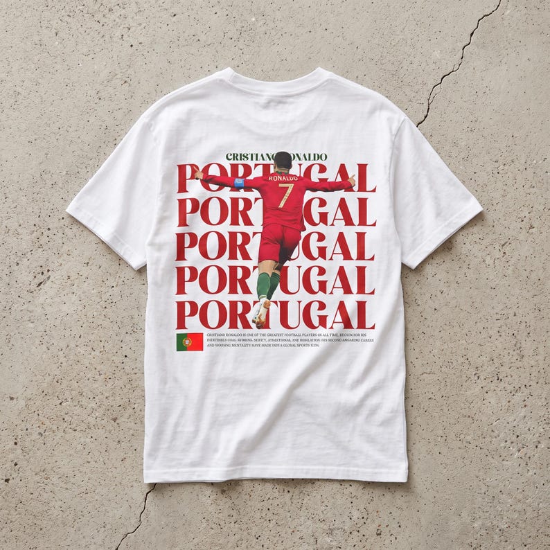 Cristiano Ronaldo Portugal CR7 Graphic Tee, Vintage Football Streetwear Shirt image 5