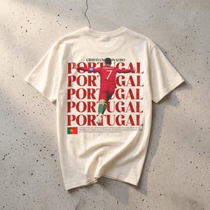 Cristiano Ronaldo Portugal CR7 Graphic Tee, Vintage Football Streetwear Shirt White