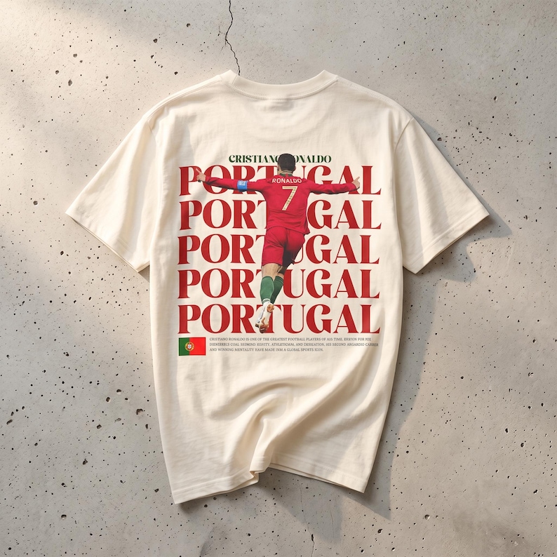 Cristiano Ronaldo Portugal CR7 Graphic Tee, Vintage Football Streetwear Shirt White