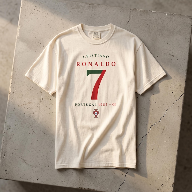 Cristiano Ronaldo Portugal CR7 Graphic Tee, Vintage Football Streetwear Shirt image 2