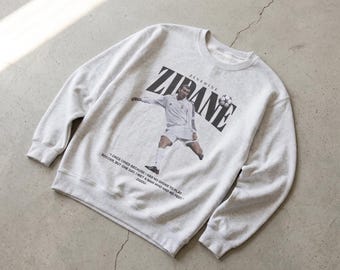 Zinedine Zidane Sweatshirt, Zidane Crewneck, Real Madrid Football Sweatshirt, Vintage Soccer Graphic, Soccer Fan Gift