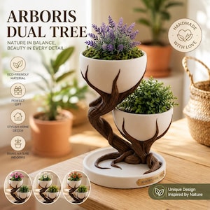 Fioriera moderna a più livelli, vaso per piante grasse stampato in 3D, supporto per piante a forma di ramo d'albero unico, organizer da scrivania per ufficio, decorazione per giardino interno,