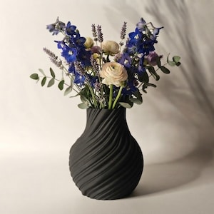 3D Printed Spiral Wave Vase, Modern Minimalist Flower Vase, Geometric Desk & Home Decor, Eco-Friendly Plant Pot, Unique Housewarming Gift