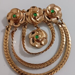 Vintage Jeray Goldtone Floral Brooch