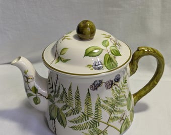 Tetera Villeroy & Boch Forsa: Porcelana Vitro con diseño de bayas y hojas de helecho vintage, 1,1 L