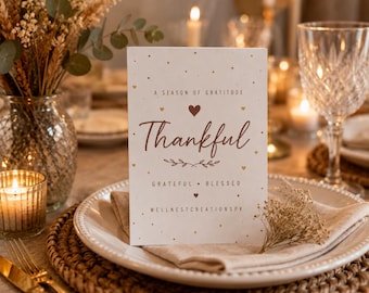 Affiche murale imprimable « Gratitude et Automne béni », Décoration de Thanksgiving