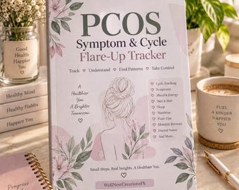 PCOS-symptoomtracker, cyclus- en opvlammingswerkboek (printbaar)