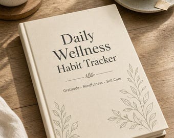 Dagelijkse tracker voor welzijnsgewoonten, zelfzorg- en dankbaarheidsdagboek (printbaar)