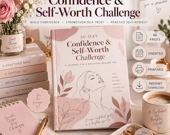 Confidence & Self-Worth Journal, 30-Day Challenge, Self-Love Printable Workbook