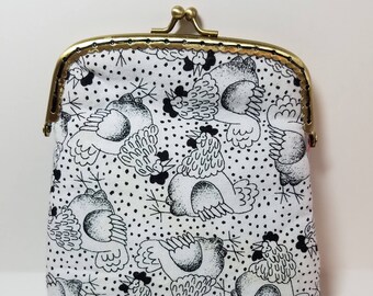 Unique handmade large coin purse - each side different.