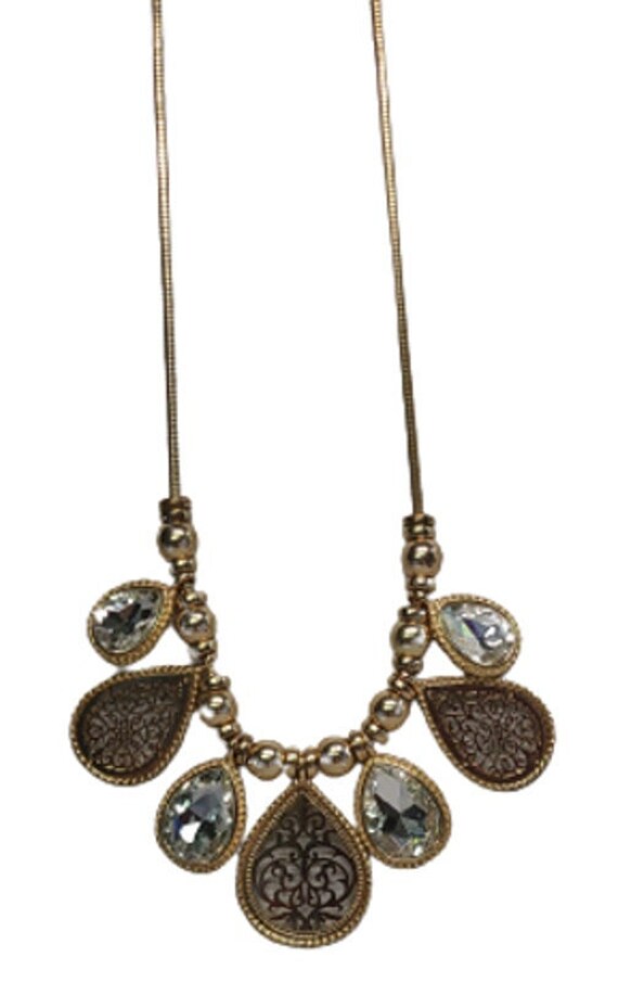 Vintage necklace, Bib, 1946, Teardrops, 3 Openwork